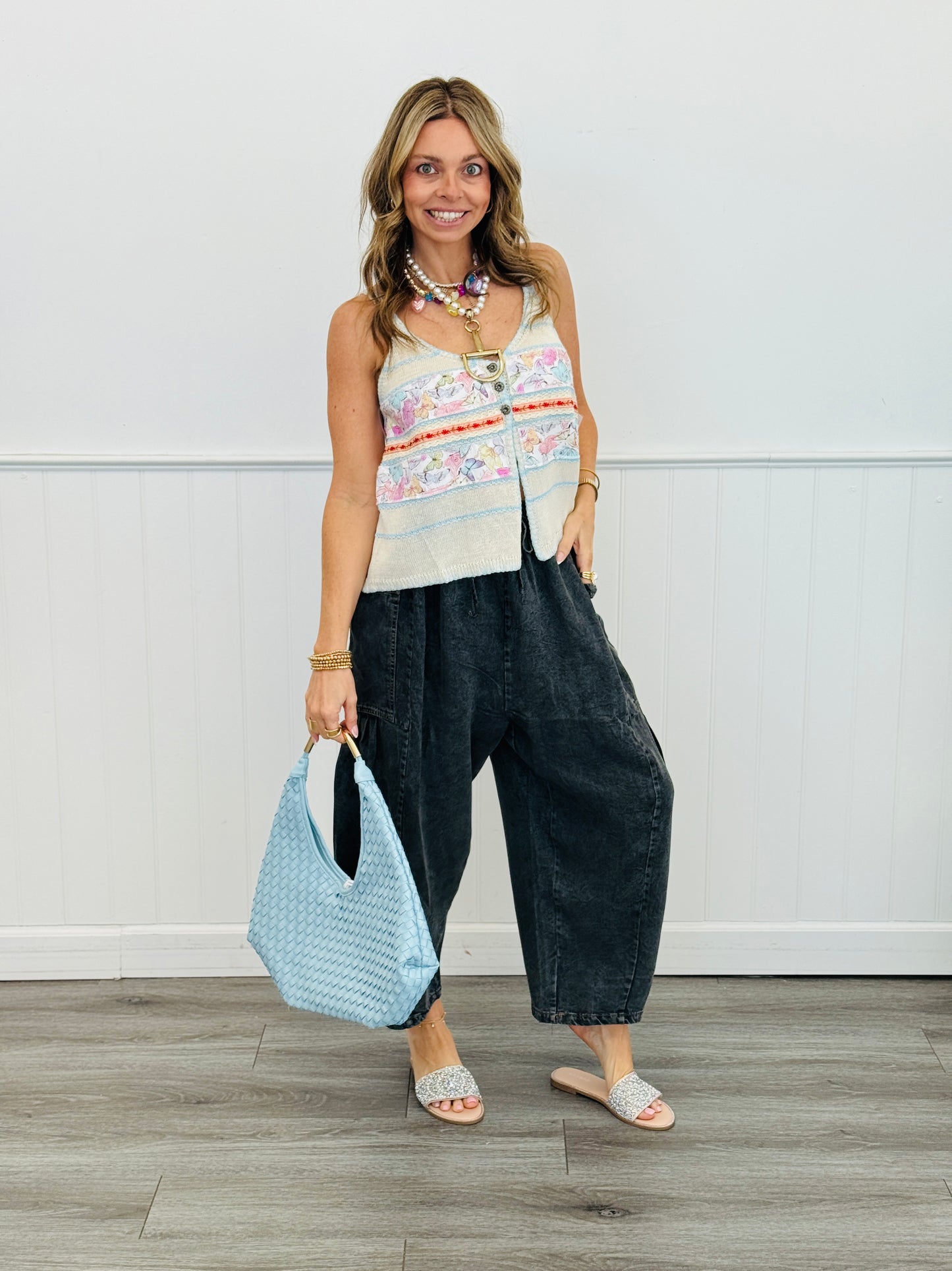 Washed Black Wide Leg Pants (Reg.)