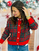 Red Plaid Jewel Trim Knit Jacket (Reg.)