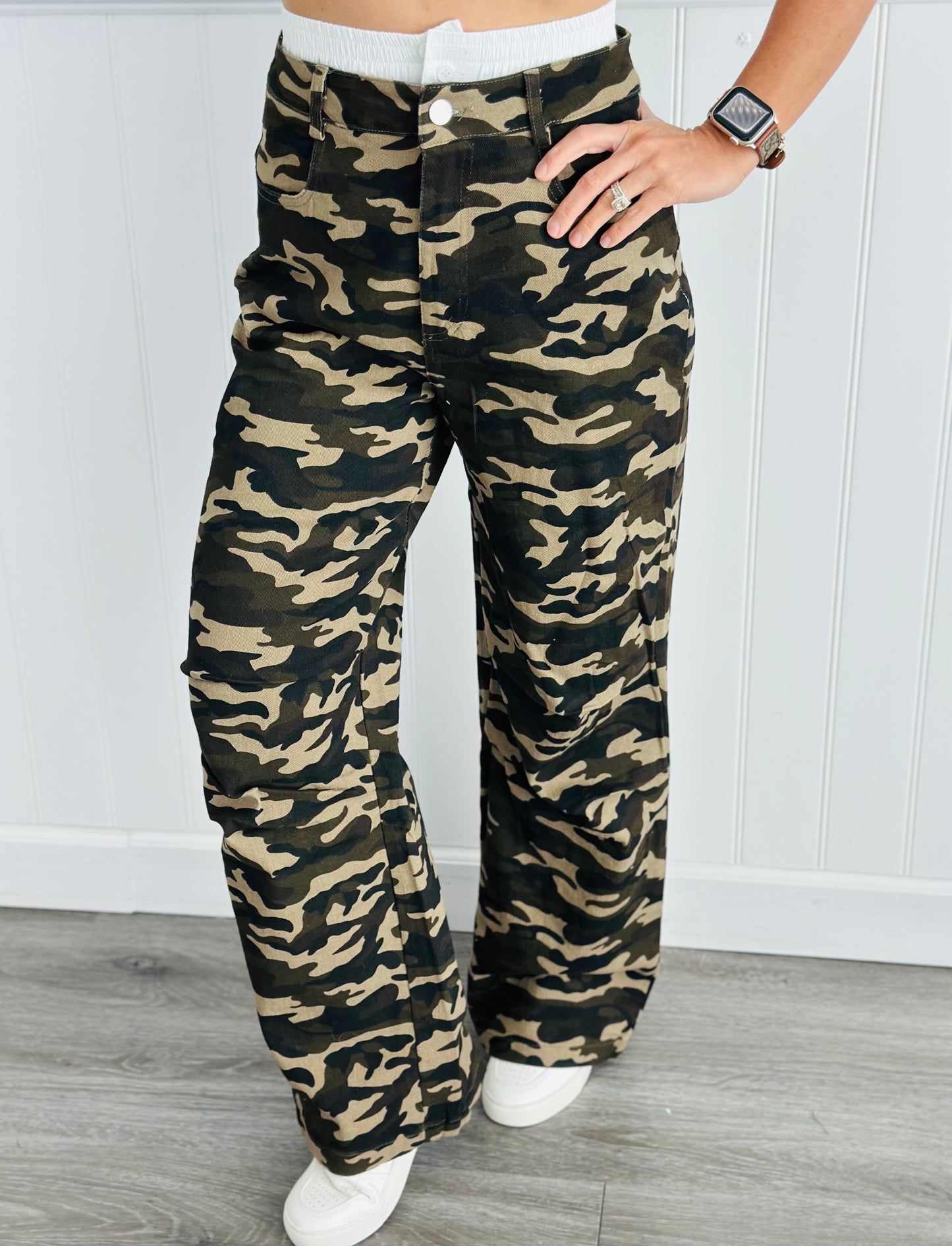 Green Double Waisted Camo Pants (Reg.)