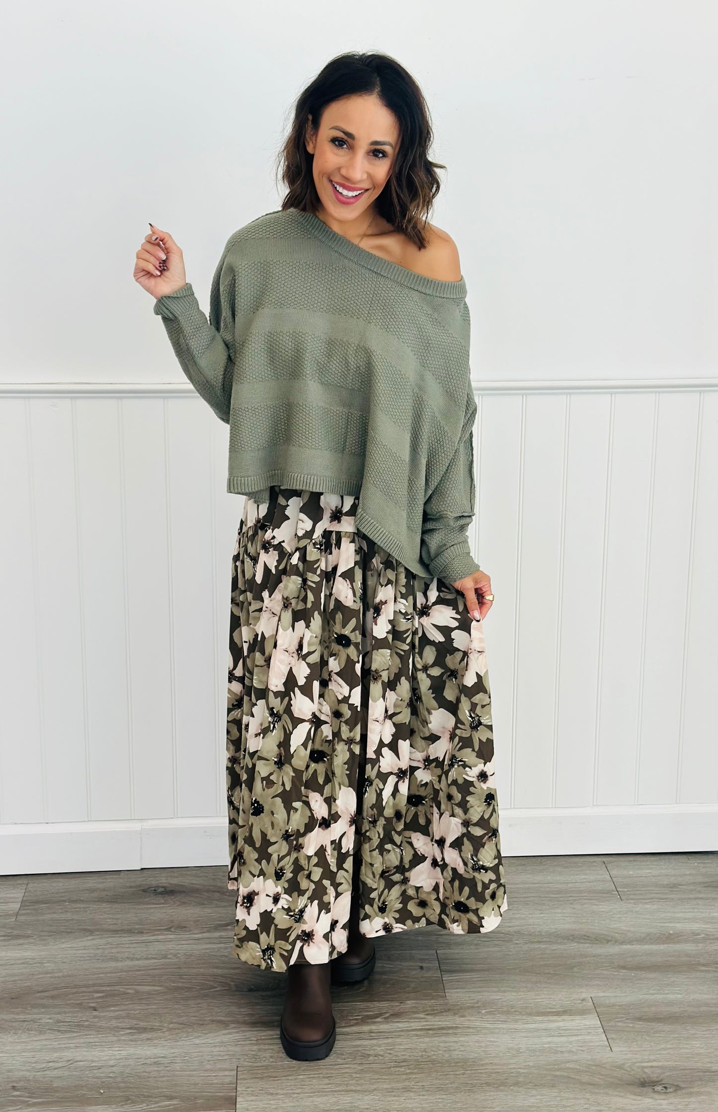 Earth Tones Floral Maxi Skirt (Reg)