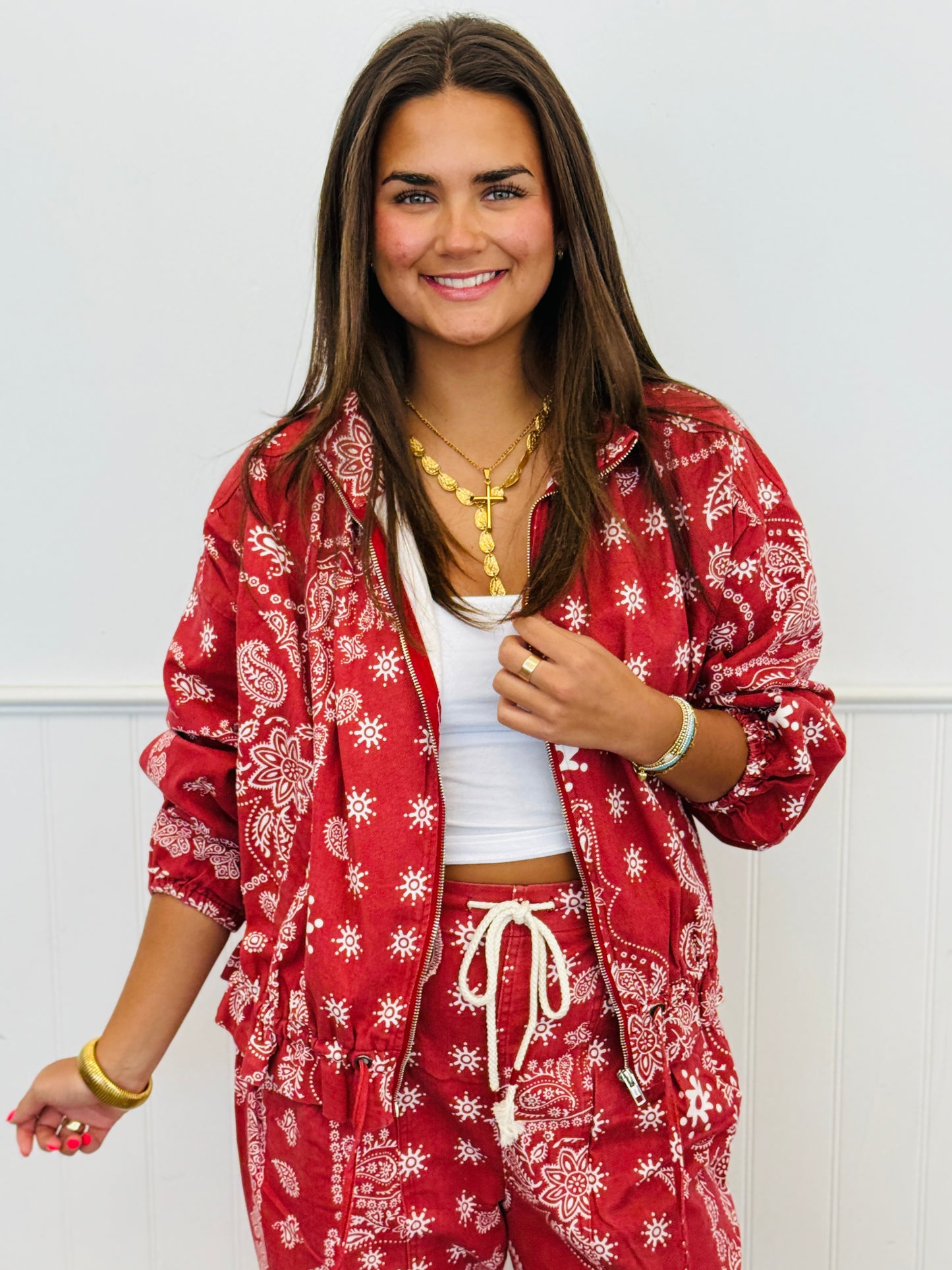 Red Bandana Print Bomber Jacket (Reg.)