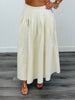 Cream Semi Pleated Midi Skirt (Reg.)