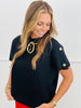 Shoulder Side Gold Button Top (Reg.) - 3 Colors