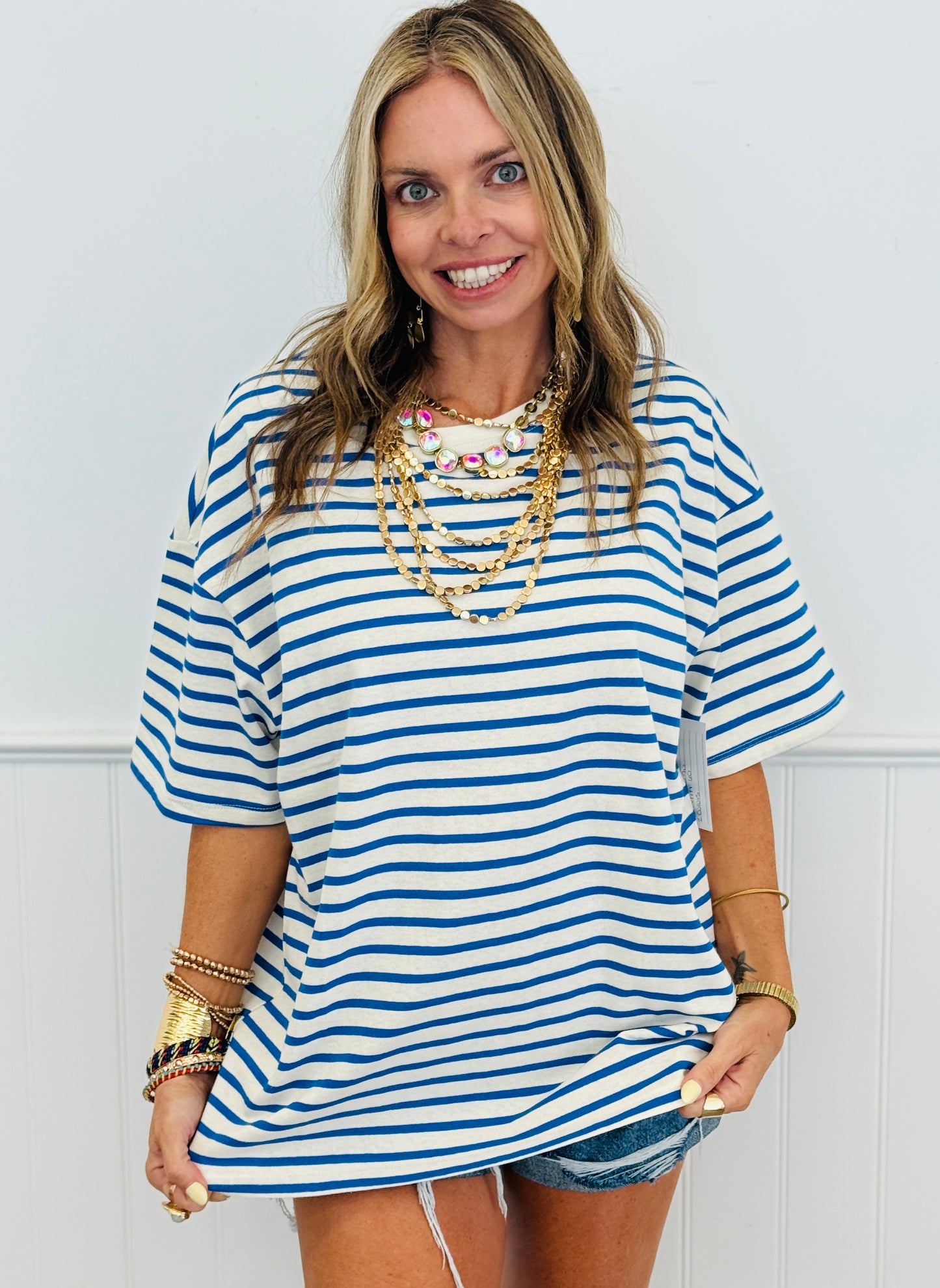 Striped Short Sleeve Top (Reg)- 2 Colors