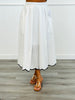 Off White Contrast Binding Midi Skirt (Reg.)