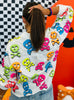 Queen Of Sparkles White Neon Multi Skull & Crossbones Top (Reg. and Plus)