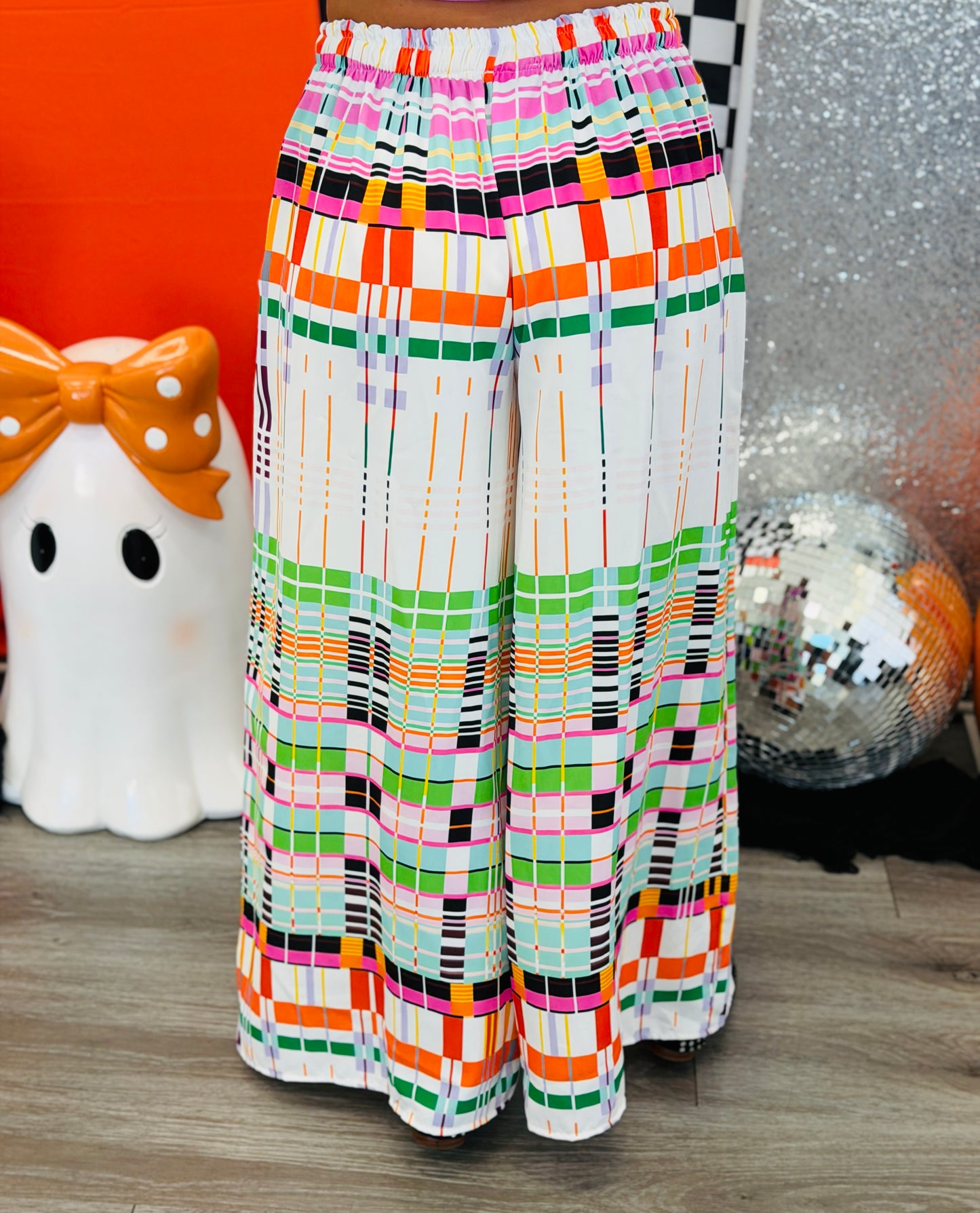 Multi Plaid Palazzo Pants (One Size)