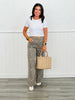 Camel Animal Print Washed Twill Pants (Reg & Plus)