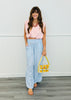 Peri Blue Striped Side Ruched Pants (Reg.)