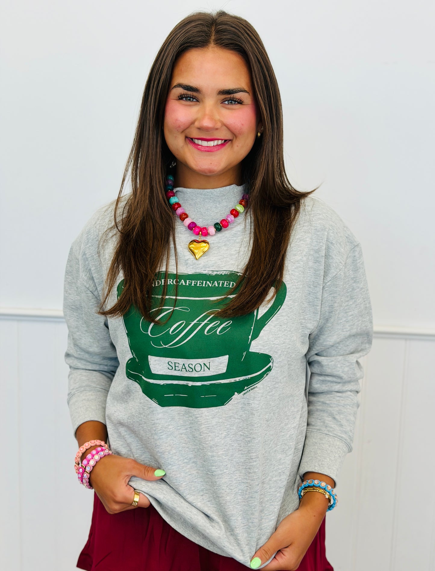 Grey Coffee Season Mock Neck Sweatshirt (Reg. and Plus)