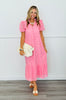 Pink Eyelet Midi Dress (Reg & Plus)