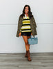 Olive Striped Lace Trim Collar Rugby Top (Reg.)