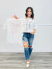 Laser Cut Floral Lace Bow Tee Shirt (Reg.)-2 Colors