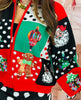 Queen Of Sparkles Colorblock Polka Dot Christmas Icon Zip Up Sweater (Reg. and Plus)