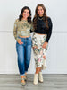 Mesh Velvet Flock Floral Top (Reg & Plus)-2 Colors