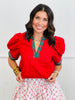 Pleated Puff Sleeve Top (Reg & Plus)-2 Colors