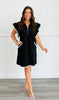 Black Contrast Trim Mini Dress (Reg)