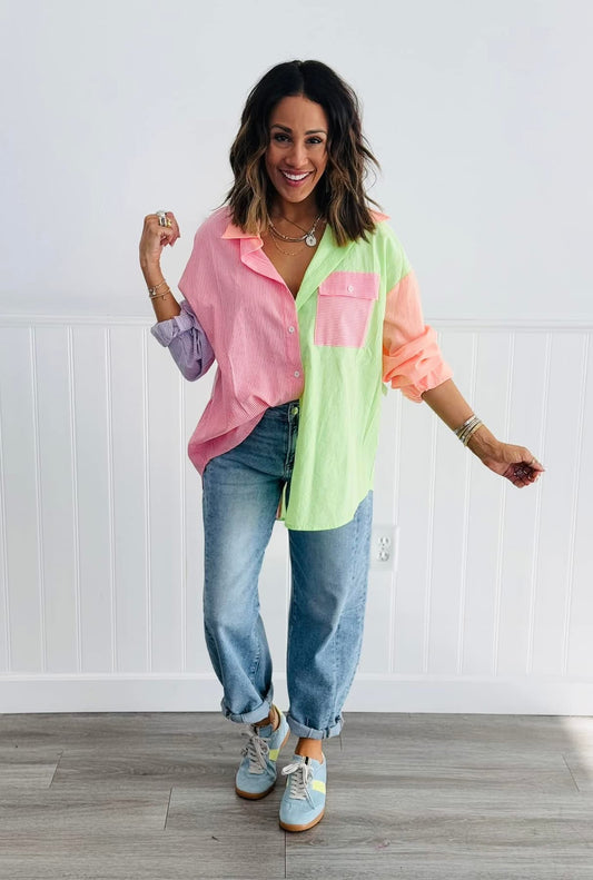 Neon Tour The Town Color Block Top (Reg. and Plus)