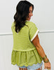 Kiwi Striped Knit Contrast Peplum Top (Reg.)