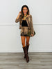 Taupe Tiger Print Boat Neck Blouse (Reg.)