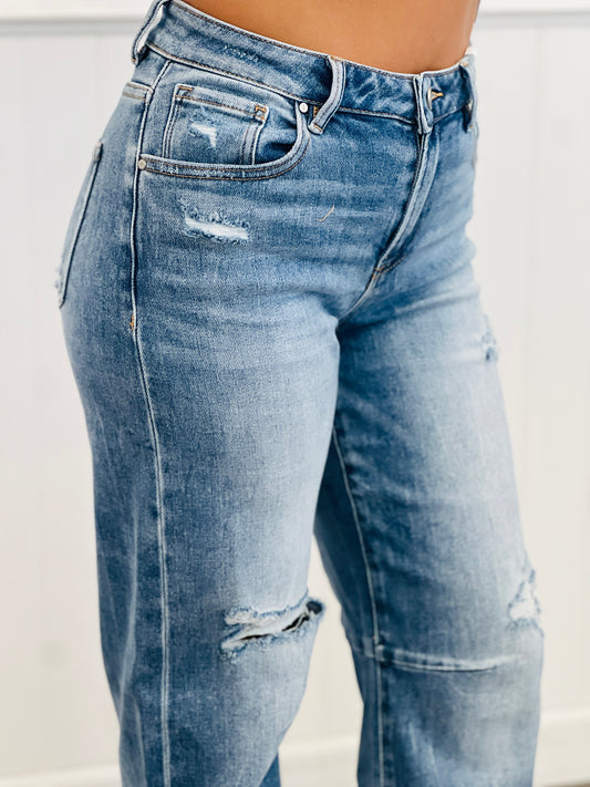 Risen Medium Distressed Design Jeans (Reg & Plus)