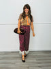 Burgundy/Cream Silk Satin Polka Dot Pants (Reg & Plus)