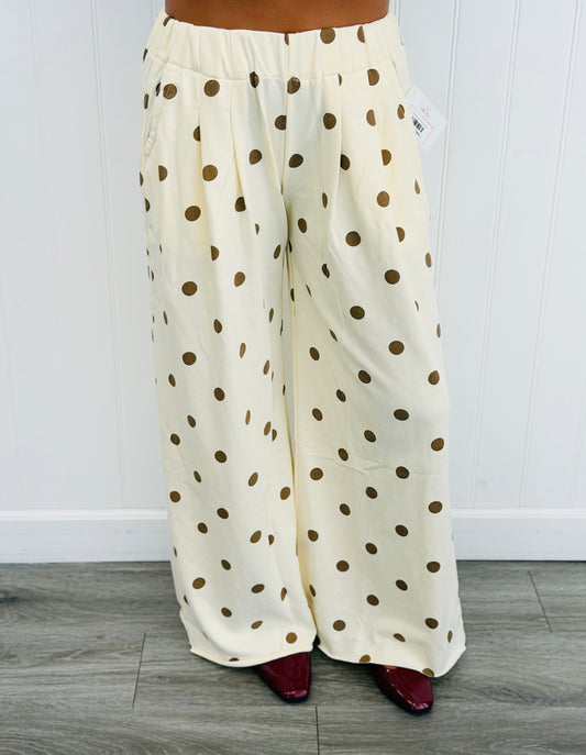 Cream/Brown Polka Dot Lounge Pants (Reg & Plus)