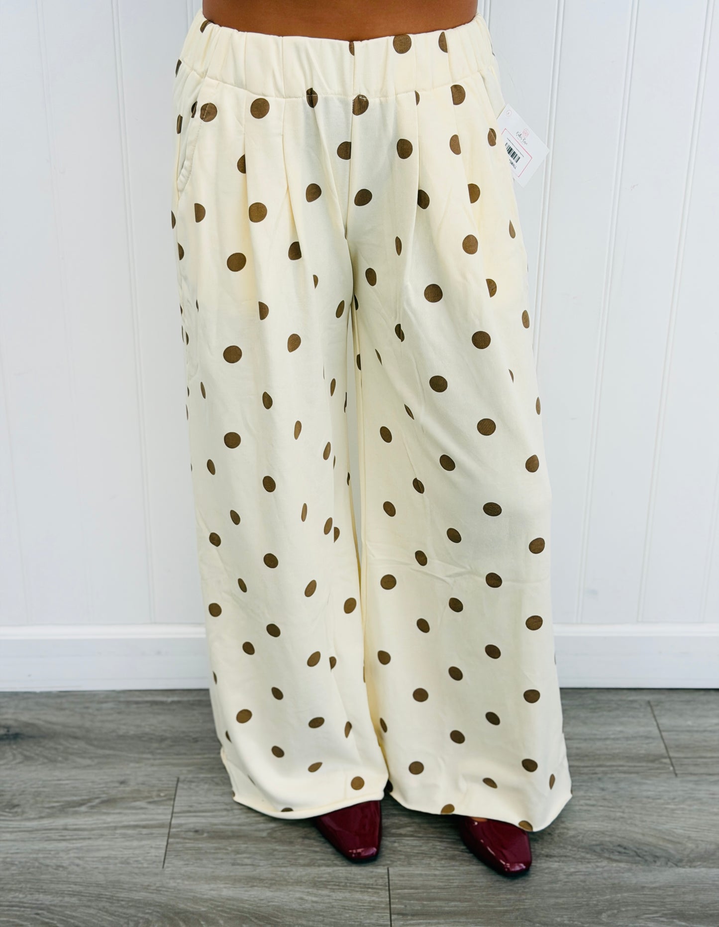 Cream/Brown Polka Dot Lounge Pants (Reg & Plus)