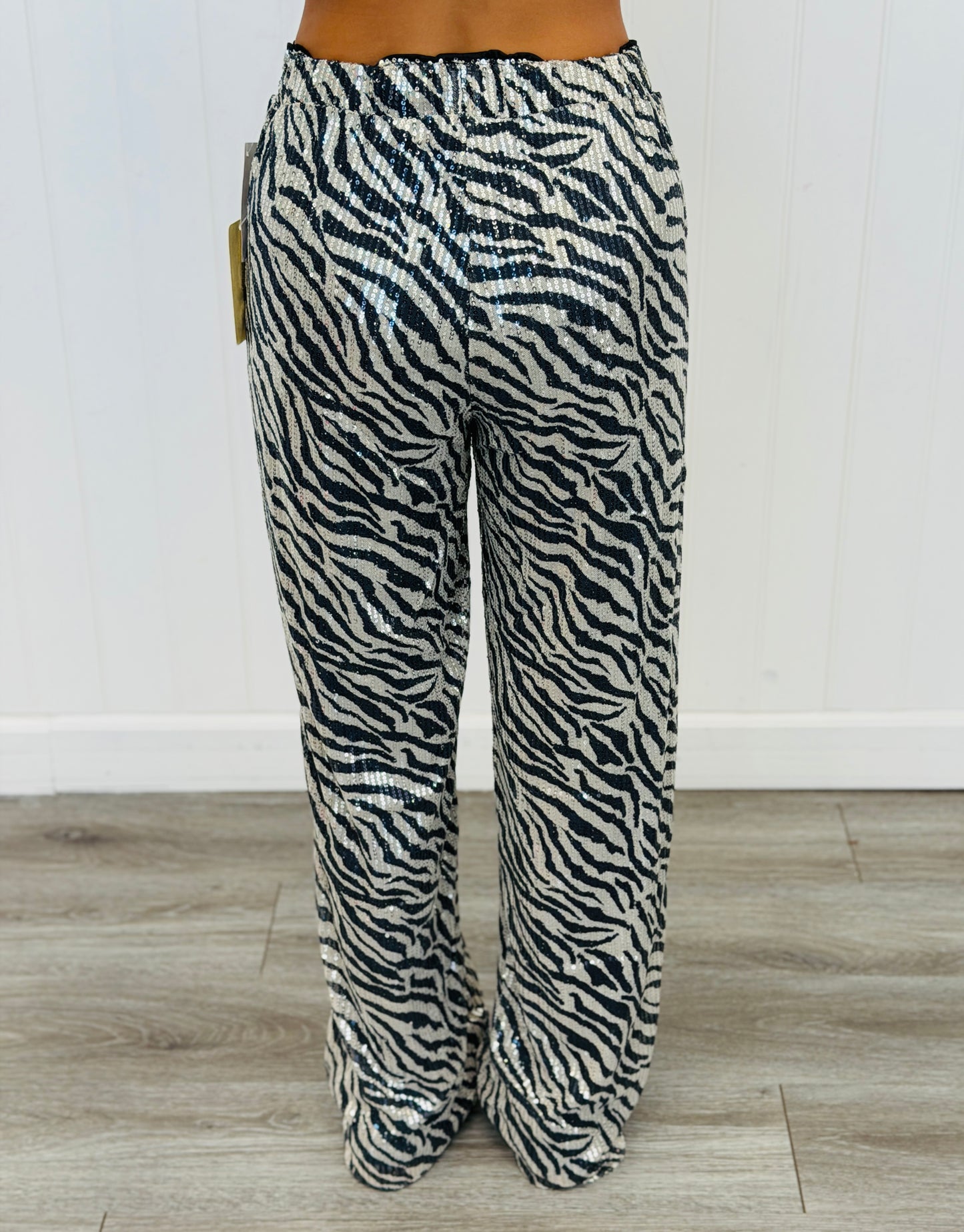 Zebra Sequin Wide Leg Pants (Reg)