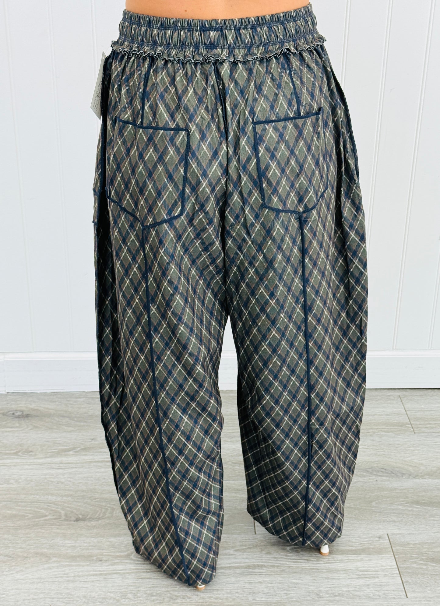 Olive Combo Diamond Pattern Pants (Reg & Plus)