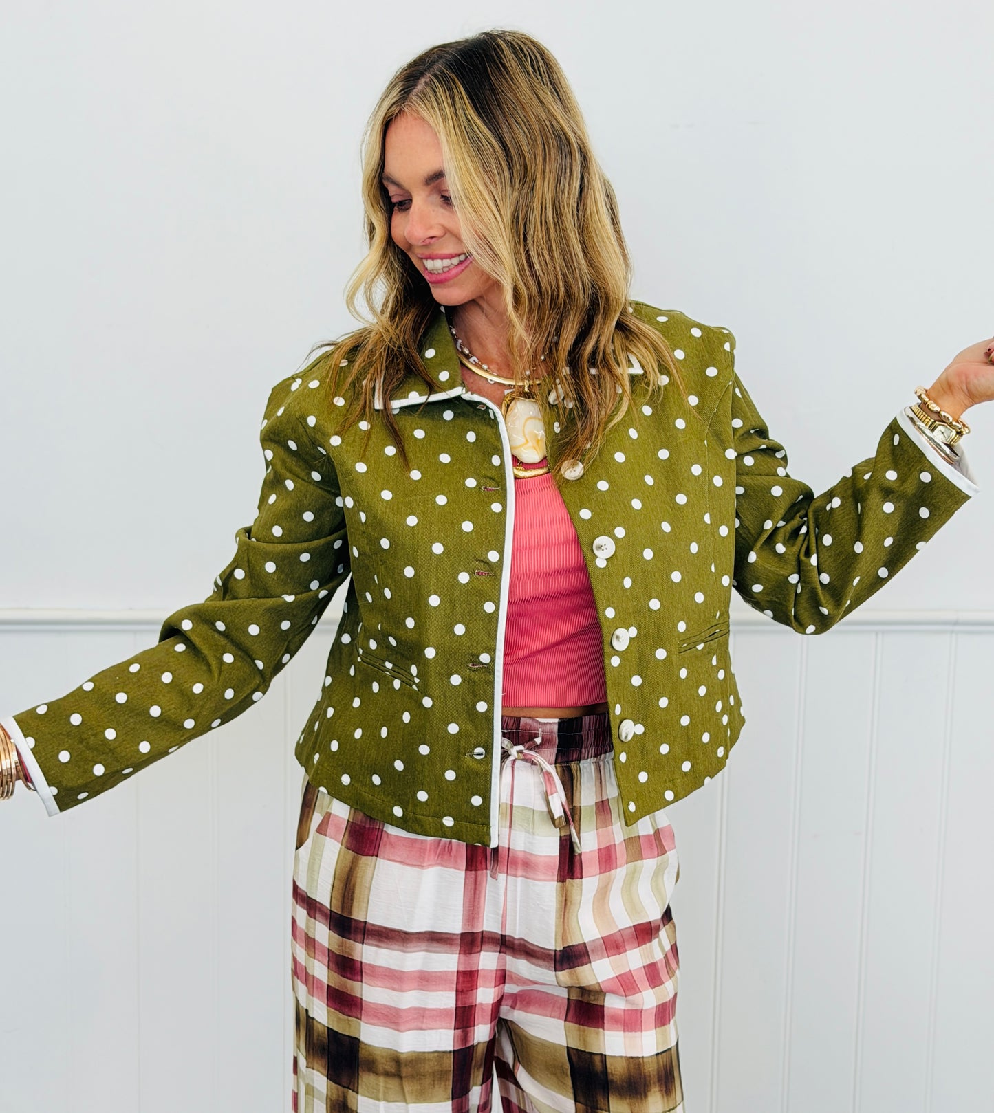 Polka Dot Jacket & Shorts Set (Reg and Plus)