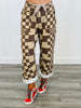 Mocha Checkered Braided Belt Pants (Reg.)