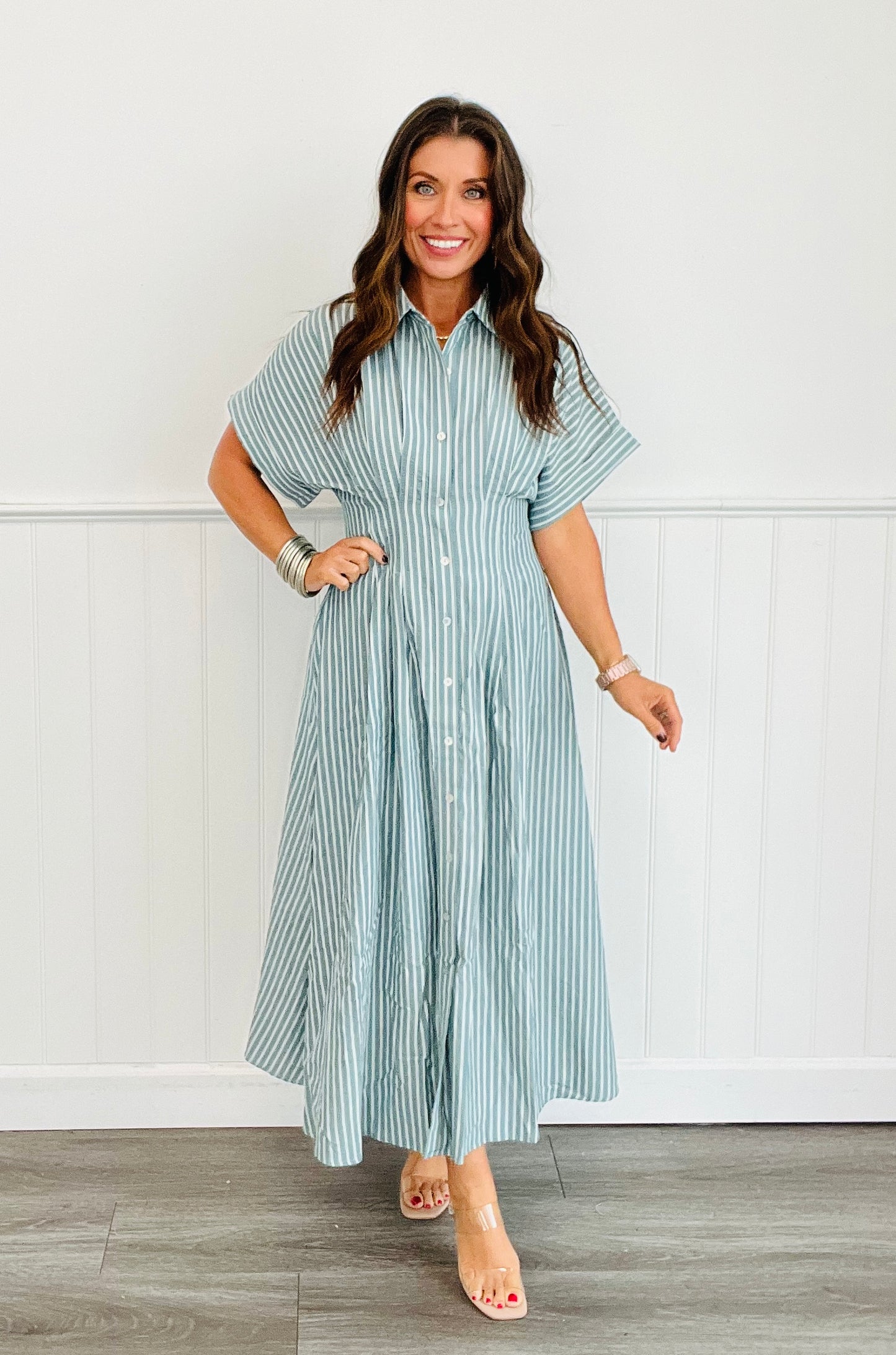 Forest Striped On The Go Midi Dress (Reg)