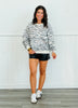 Queen Of Sparkles Cream & Black Zebra Sequin Sweatshirt (Reg. and Plus)