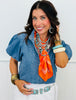 Denim Rhinestone Sparkle Blouse (Reg & Plus)