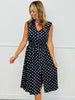 Navy Polka Dot Midi Dress (Reg. and Plus)