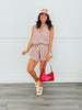 Striped Button Front Sleeveless Romper (Reg. and Plus)