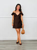 Chocolate Satin Lace Trim Mini Dress (Reg.)