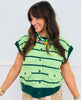 Striped Short Sleeve Button Up Sweater (Reg.) - 2 Colors