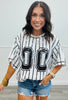 Striped Sequin Number Patch Boxy Top (Reg.)-3 Colors