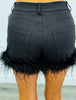 Black Feather Trim Shorts (Reg.)
