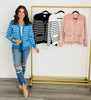 V-Neck Ribbed Striped Cardigan (Reg.) - 4 Colors