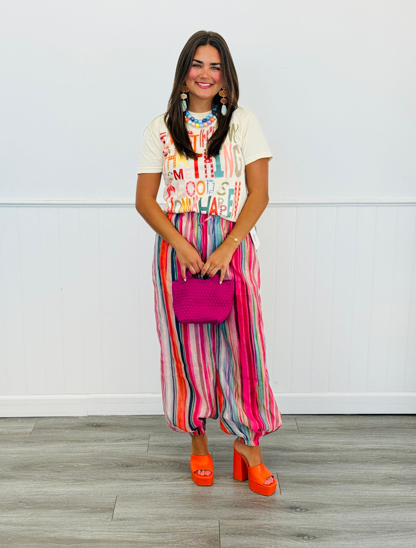 Red/Pink Multi Striped Balloon Pants (Reg.)