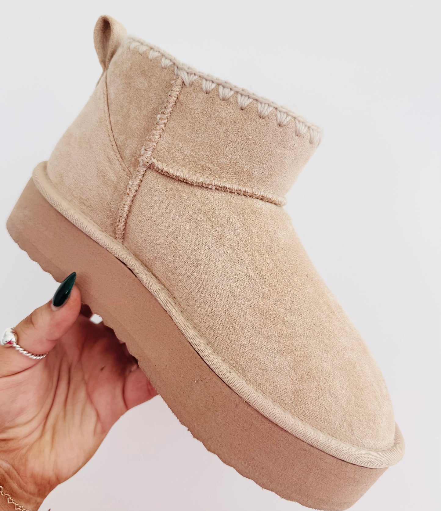 Oatmeal Cuddle Up Platform Booties