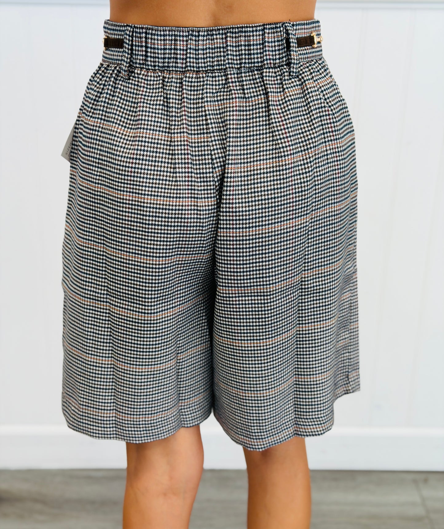 Ivory Multi Plaid Dressy Bermuda Shorts (Reg & Plus)