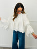 White Lace High Low Bell Sleeves Blouse (One Size)