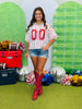 Striped Sequin Number Patch Boxy Top (Reg.)-3 Colors