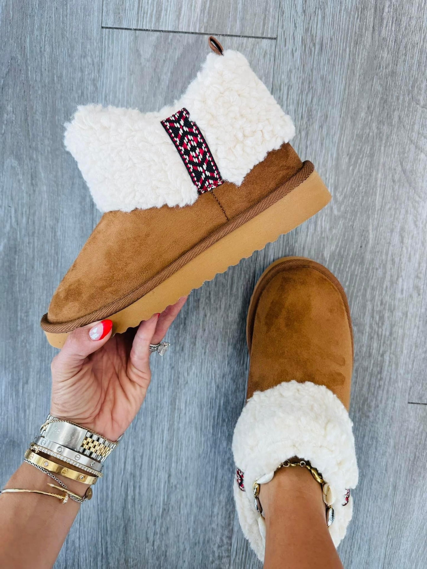 Tan Cozy Snow Booties