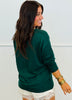Forest Green Lace Trim V-Neck Top (Reg. and Plus)