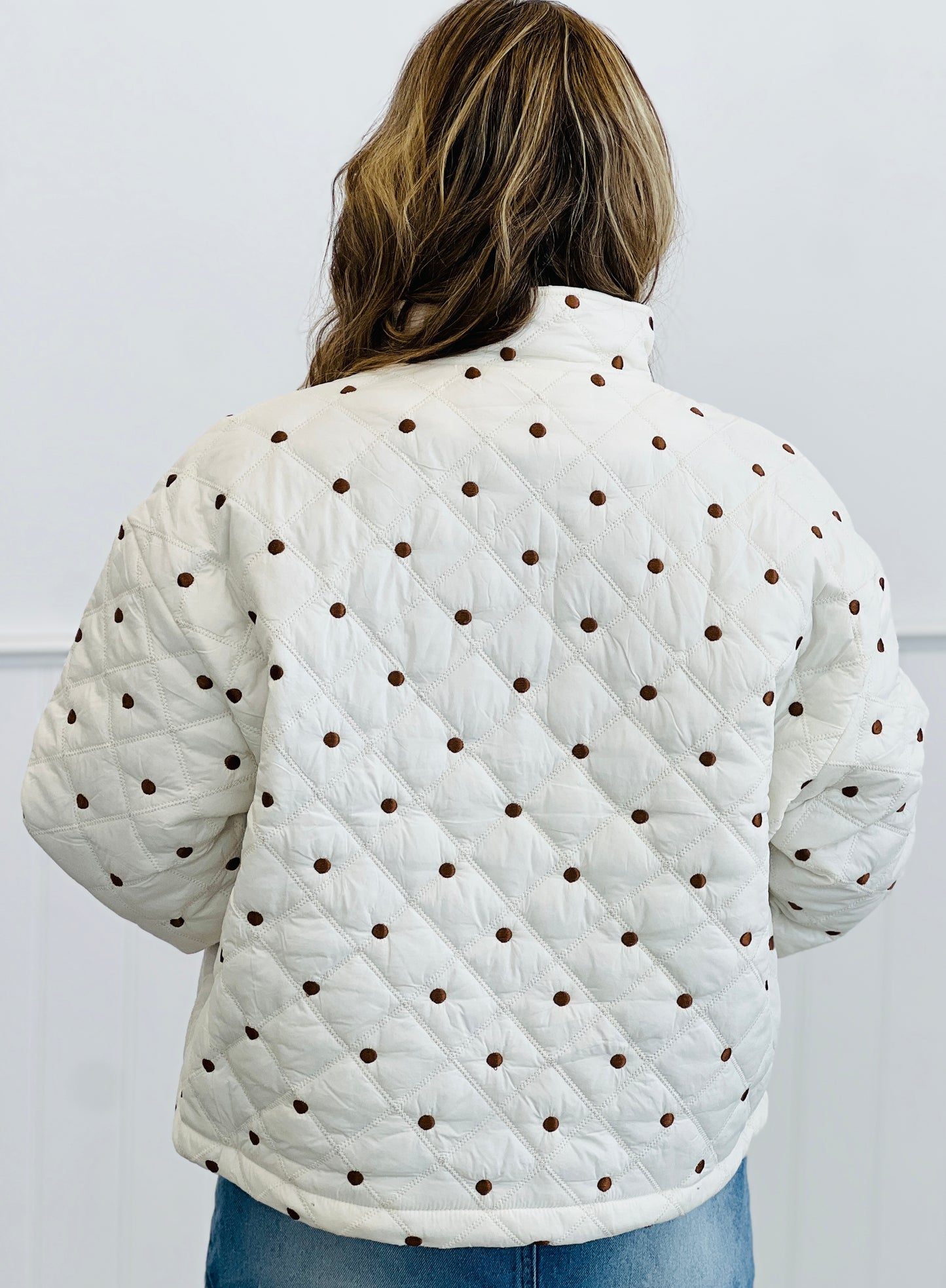 Cream Polka Dot Quilted Jacket (Reg.)